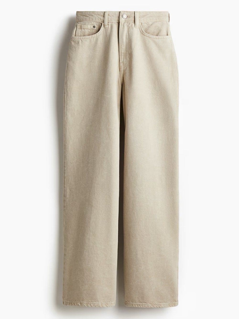 High-Rise Curvy Wide Fit Straight Jeans in Light Taupe